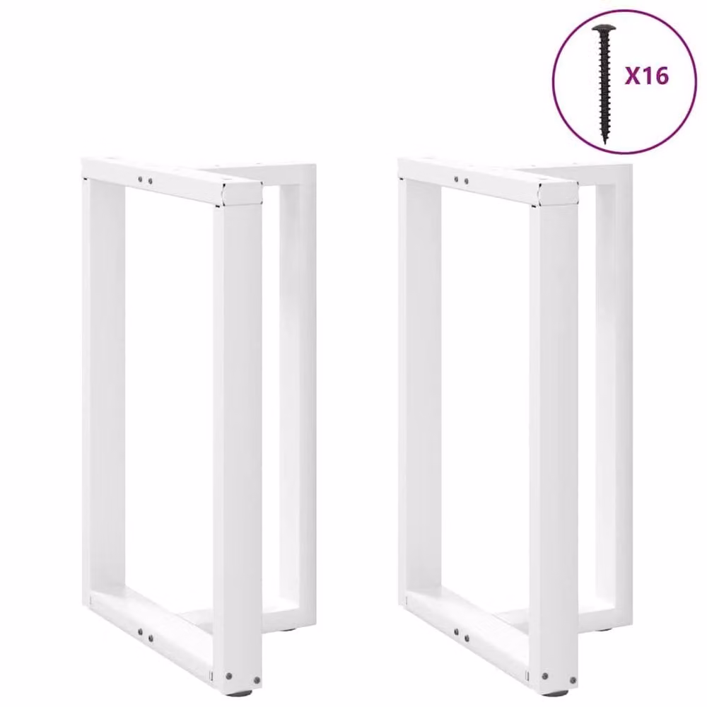 Berkfield Home Modern T-Shaped Bar Table Legs, 2 Pieces, White Steel, W: 60 cm, D: 35 cm, H: 90-91 cm