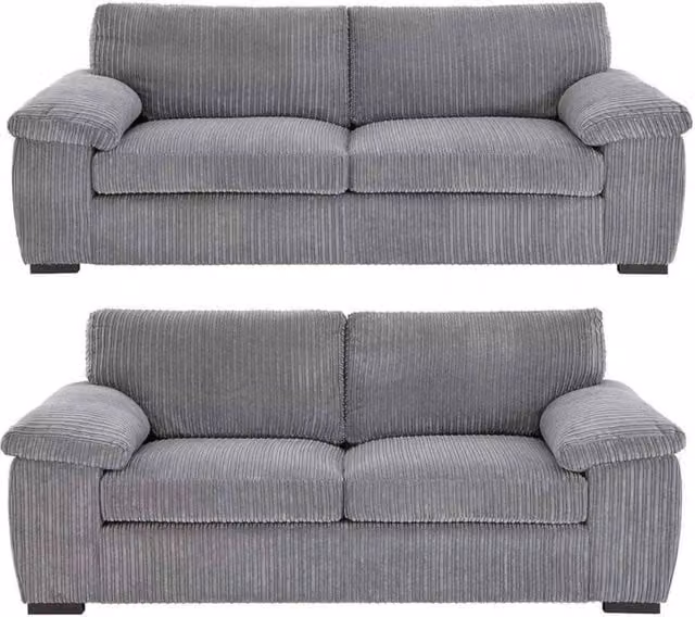 Snug Furniture Birmingham Ltd Amalfi Grey Jumbo Cord 3+2 Seater Sofa Set – 1