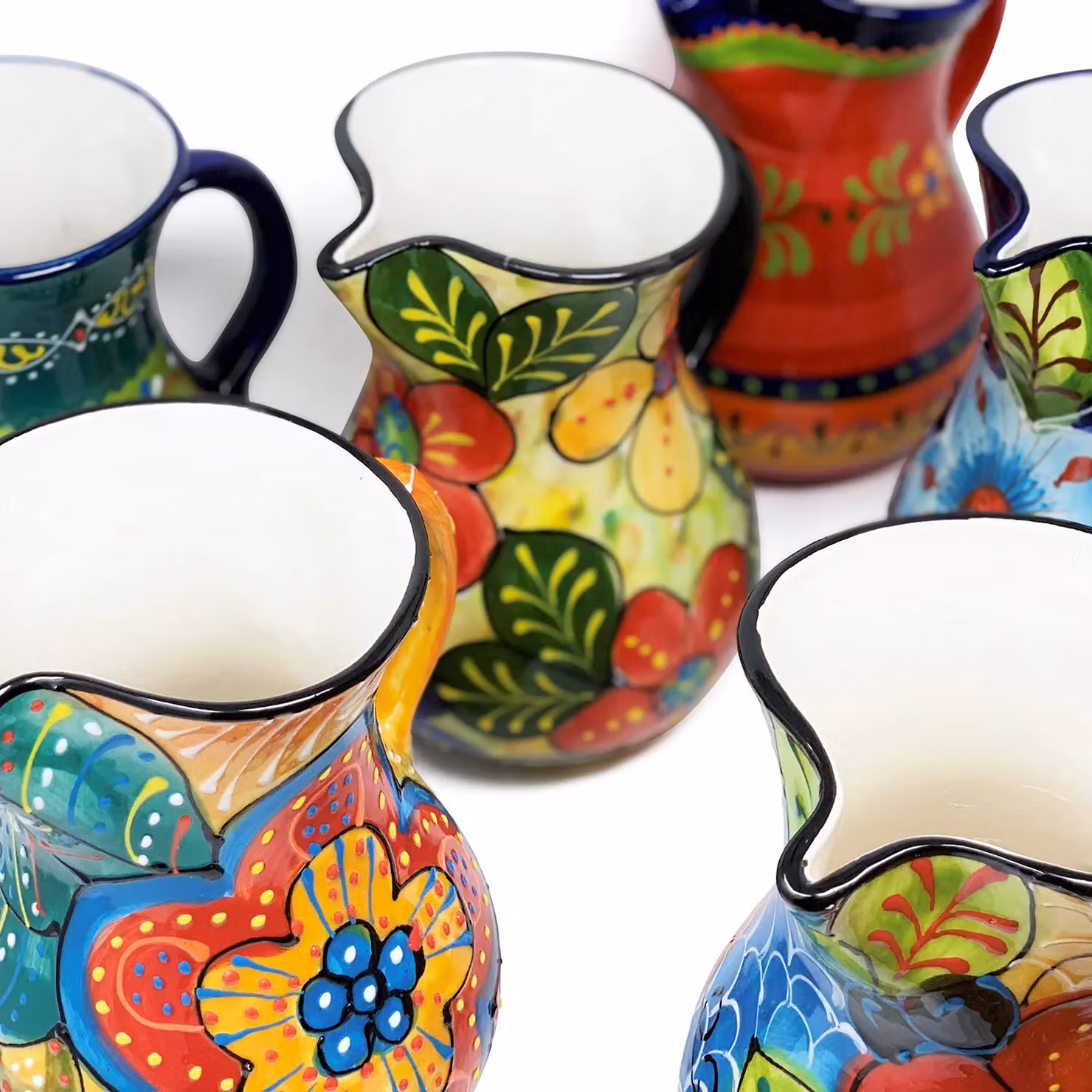 Verano Spanish Ceramics Hand Painted Floral Ceramic Pourer Jug, 2 l, Red and Yellow – 2