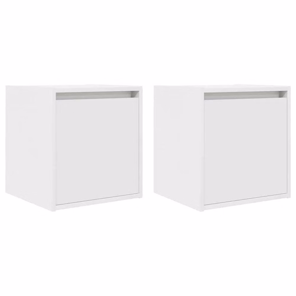 Berkfield Home Durable Wall-Mounted Bedside Cabinets, 2 Pack, White, W: 38 cm, D: 34 cm, H: 40 cm – 2