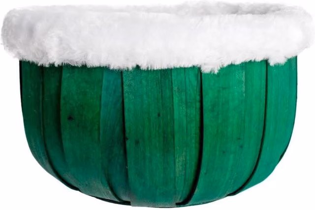 KDMD Modern Round Green Tabletop Planter with Fur Trim Baskets