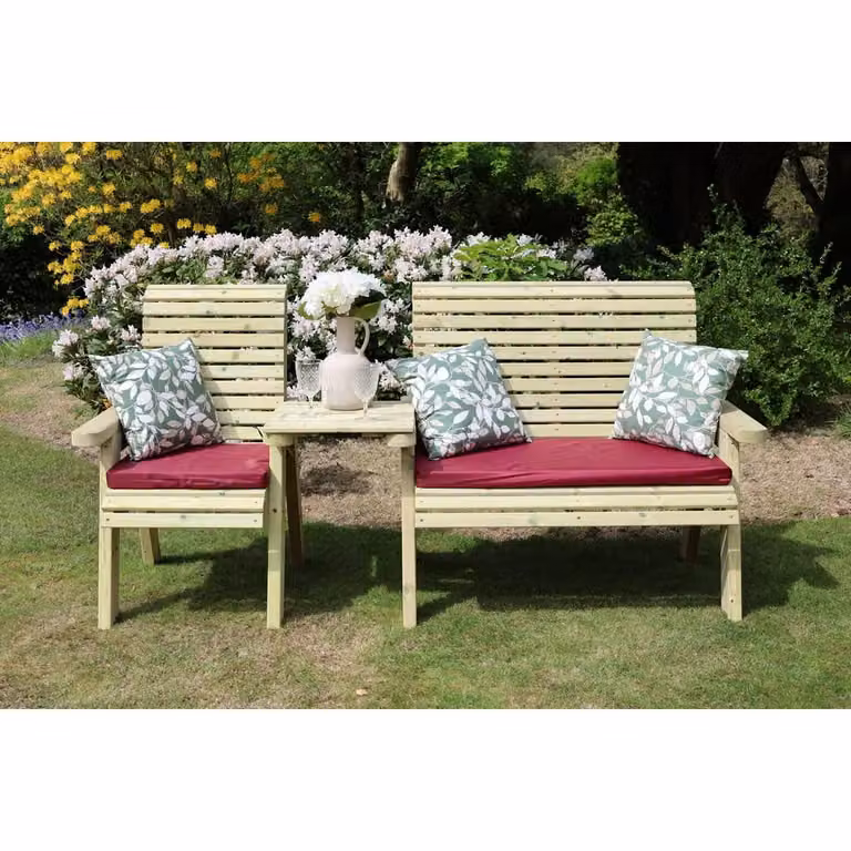 Churnet Valley Garden Furniture Ltd Ergo Trio Set with Straight Tray and Brown Cushions in Wood