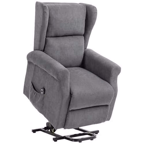 HOMCOM Power Lift Recliner Armchair in Anthracite Grey Fabric for Seniors – 1