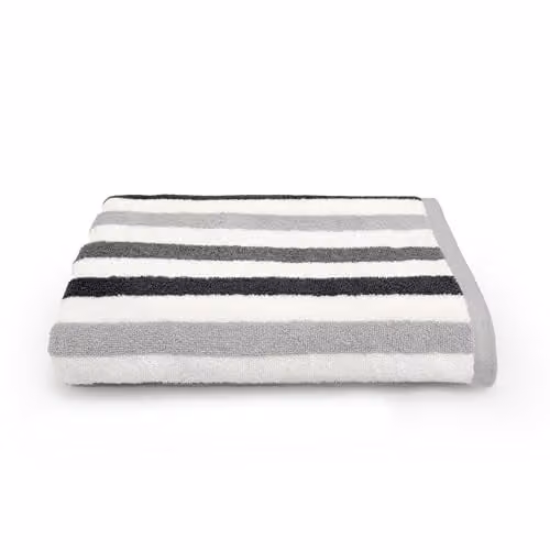 Allure Bath Fashions Cali Striped Cotton Bath Sheet in Grey, W/D/H: 90 x 150 cm