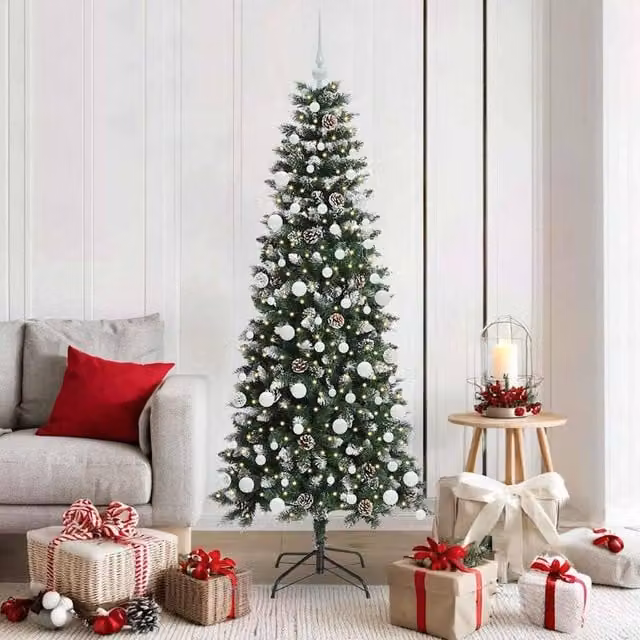 Berkfield Home Artificial Christmas Tree with 300 LEDs, Green, W/D/H: 76 x 76 x 180 cm – 1