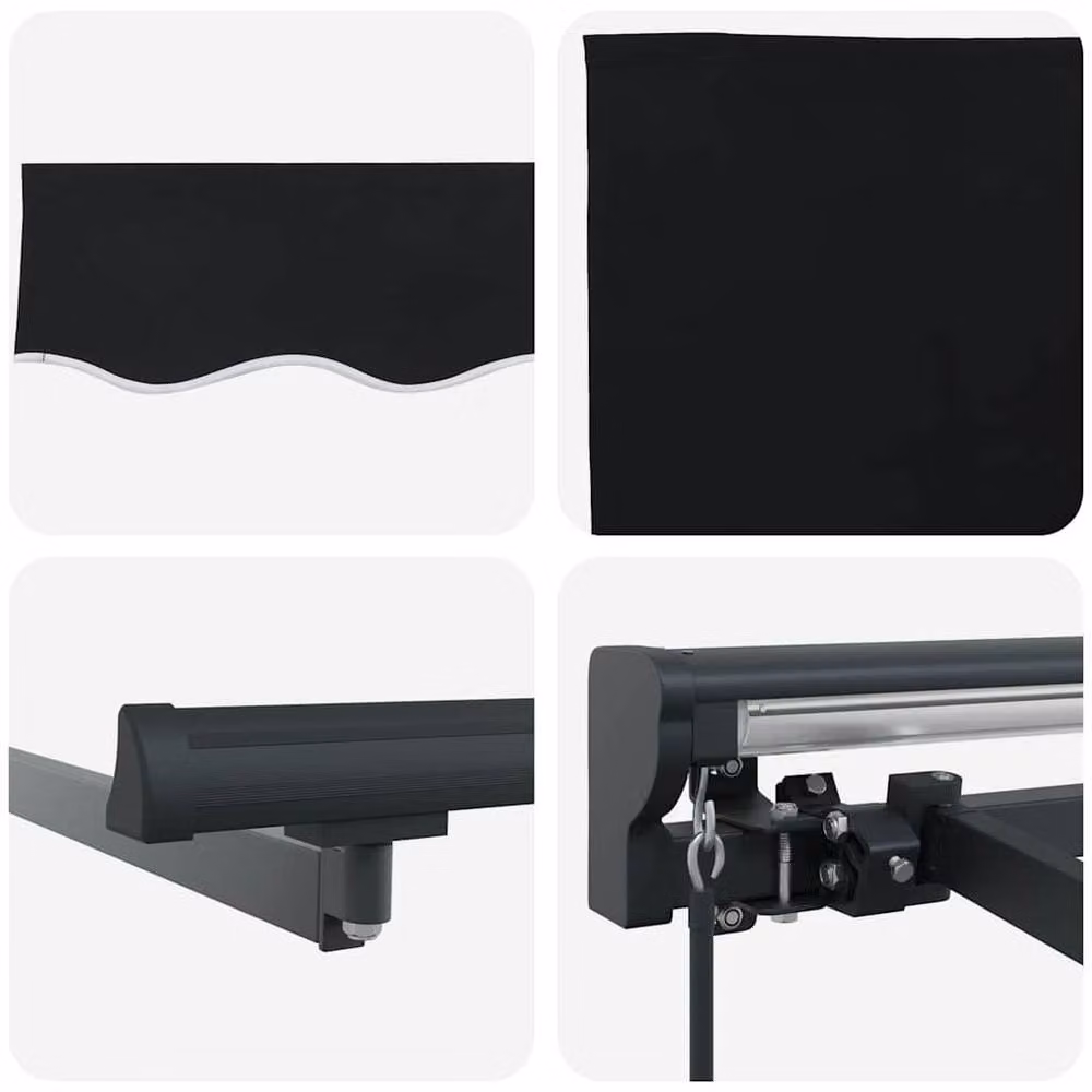 Berkfield Home Manual Retractable Polyester Awning in Black, W: 300 cm, D: 250 cm – 5