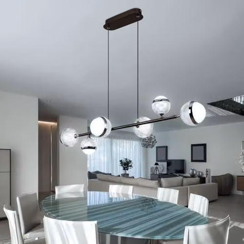 Netlighting Untsy Bar Pendant Light in Grey with Transparent Glass, Dimmable LED and Remote Control – 3