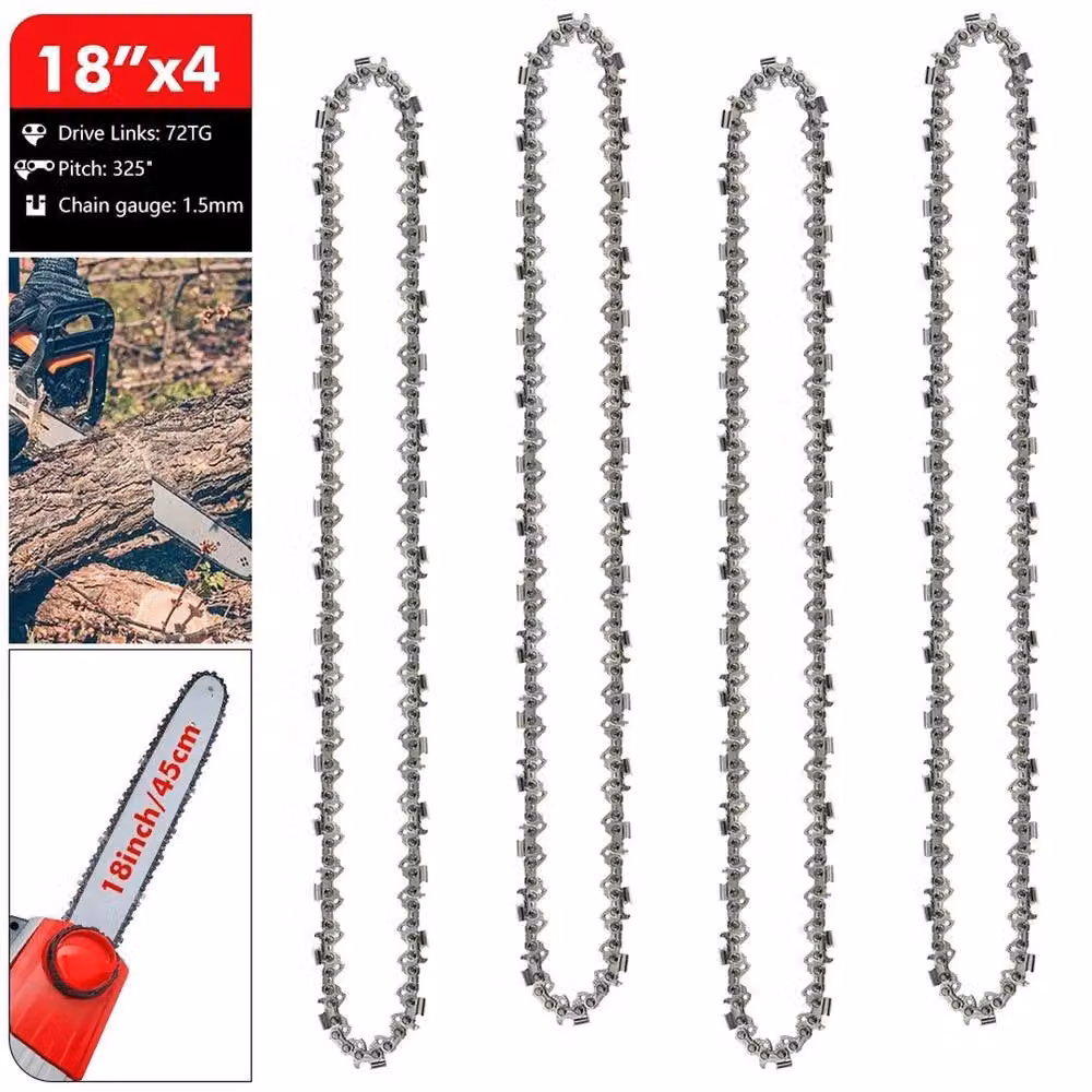SPETLEK 18 Inch 3/8" LP Chainsaw Saw Chain Parts, 72DL, 0.058, 4-Piece Set in Silver – 2