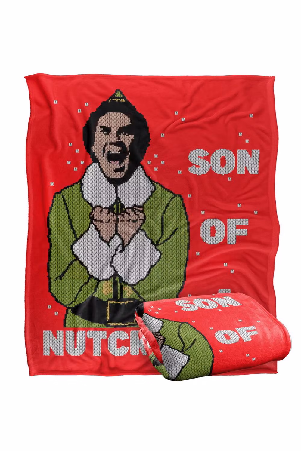 Warner Bros. Elf Son of Nutcracker Faux Sweater Super Soft Fluffy Throw Blanket, Multicolour, Extra Large – 2