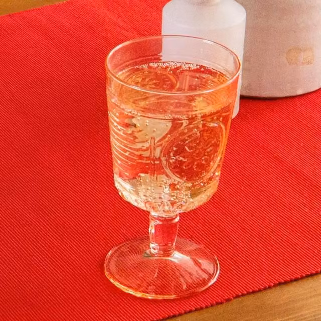 Bormioli Rocco Floral Pink Transparent Glass Wine Glasses, 320 ml, Set of 8