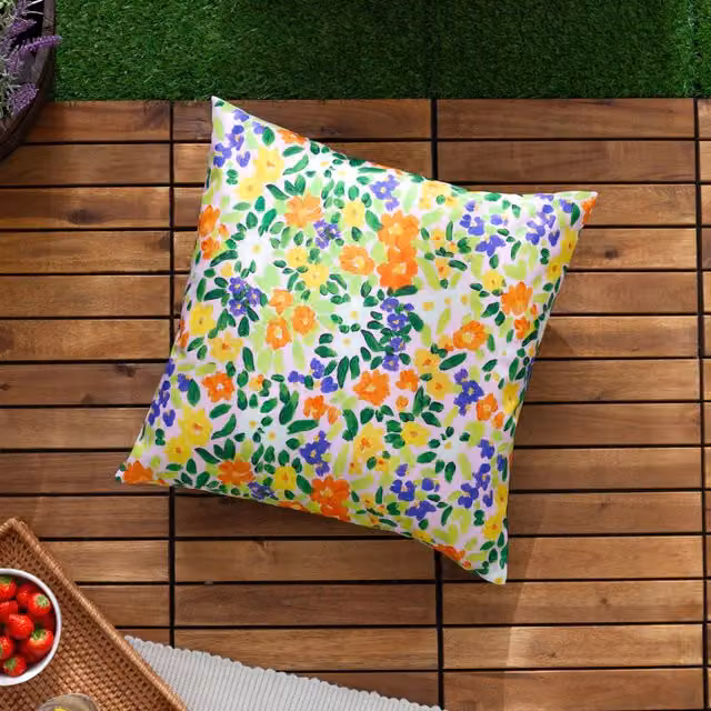 Riva Home Nature Confetti Floral Printed Square Outdoor Cushion, Multicolour, W/D/H: 45 x 45 x 45 cm