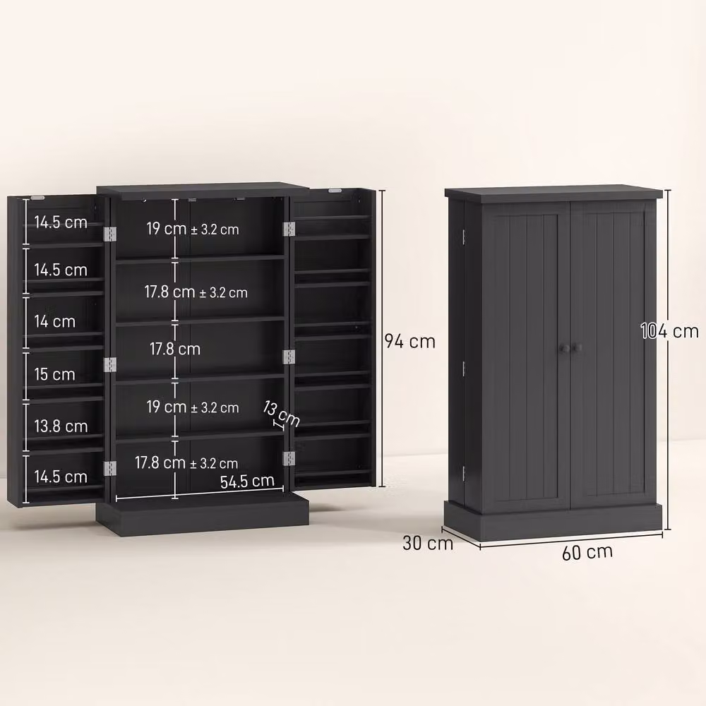 STILVORA Black Lacquered MDF Pantry Cabinet with Hinged Doors and Internal Shelves – 3