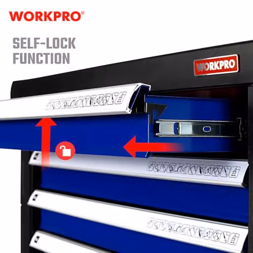 Workpro 7 Drawer Metal Workshop Trolley on Wheels in Black and Silver, H 79 x W 49 x D 49 cm – 5