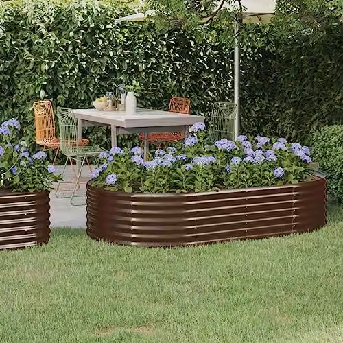Bussandri Brown Steel Garden Planter Tub W/D/H: 175 x 100 x 36 cm – 1