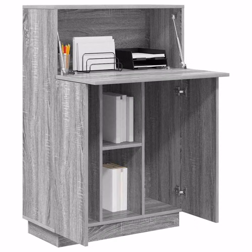 Berkfield Home Grey Sonoma Writing Desk with Enclosed Cabinet and Lift Mechanism – 2