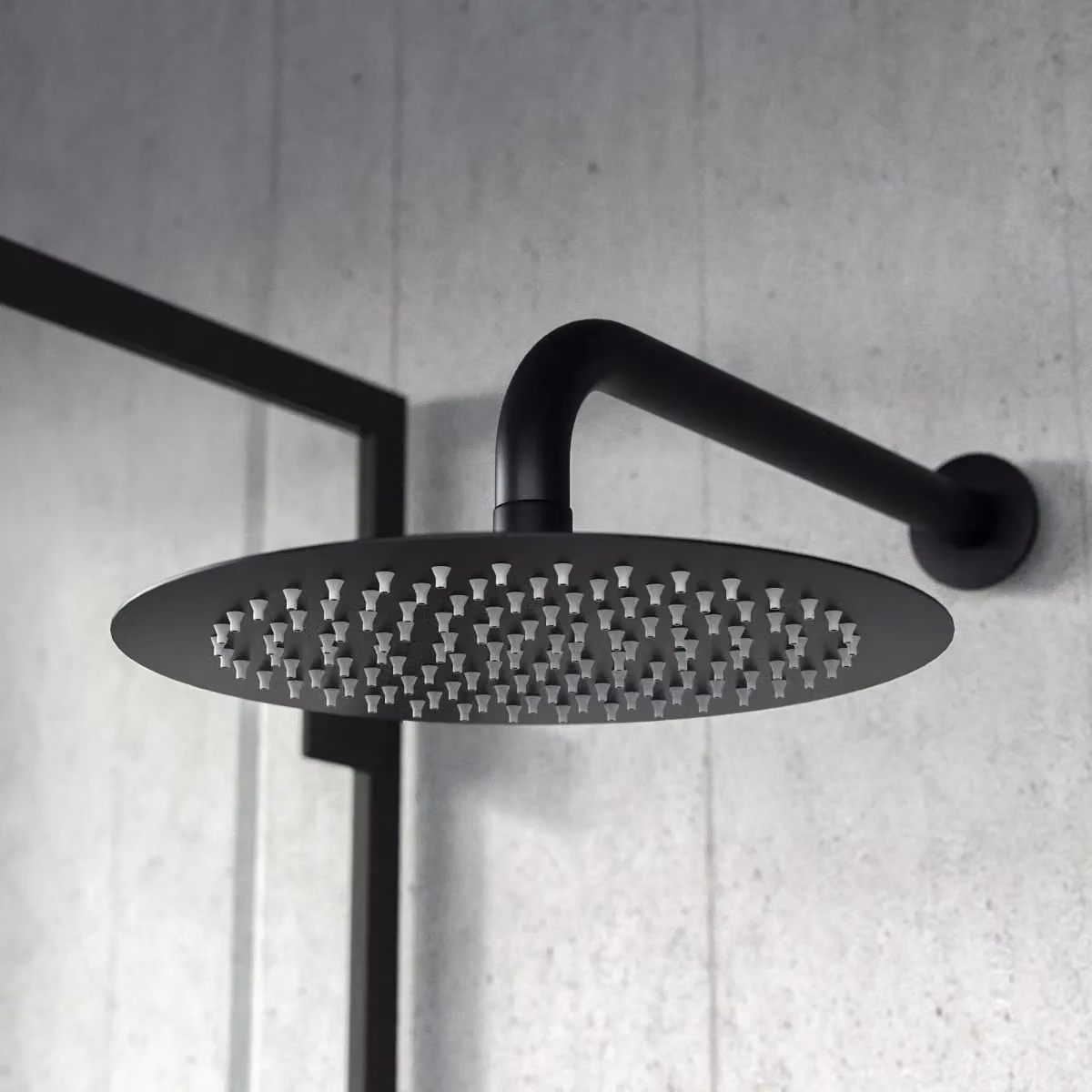 Nes Home Porto Matte Black Concealed Thermostatic Rainfall Shower Mixer Set, Diameter: 25 cm – 2