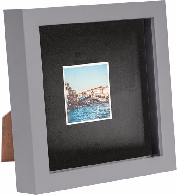 Nicola Spring Single Square 3D Box Photo Frame in Grey and Black, W/D/H: 15.24 x 15.24 x 15.24 cm
