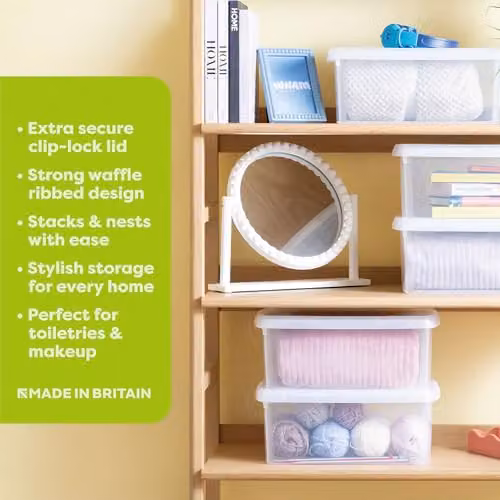 Wham 4 Pack Stackable Plastic Storage Boxes with Lids, 10.5L, Transparent – 2