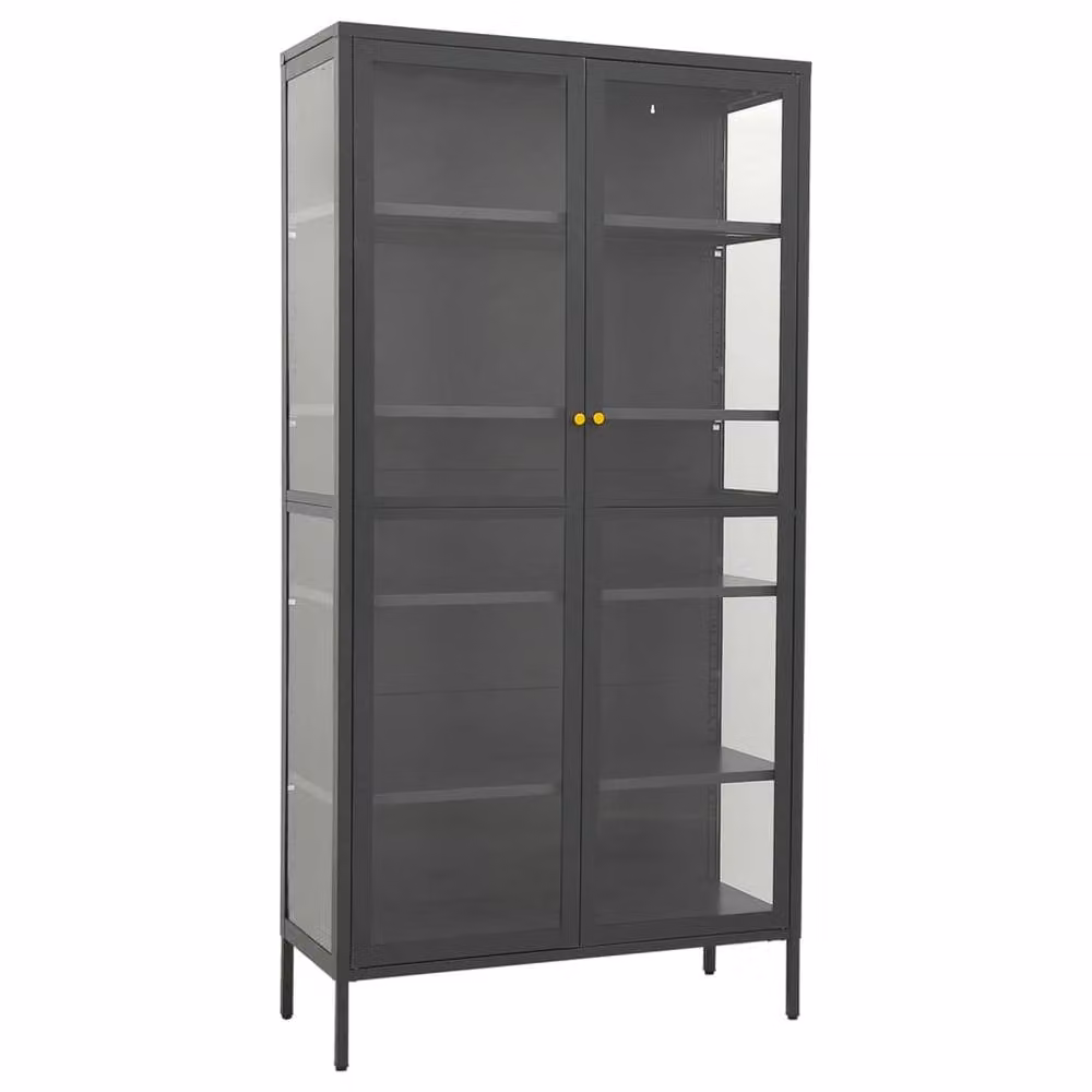 Berkfield Home Durable Display Cabinet in Anthracite and Black with Glass Doors, W/D/H: 90 x 40 x 180 cm – 2