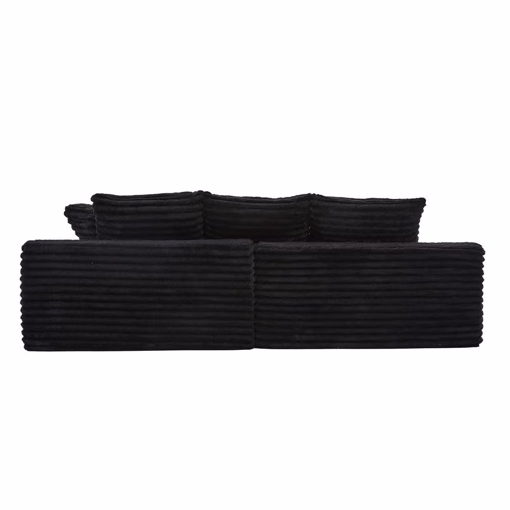FENCHILIN Modular Convertible Sleeper Sofa with Cup Holders and Side Pockets in Black – 7