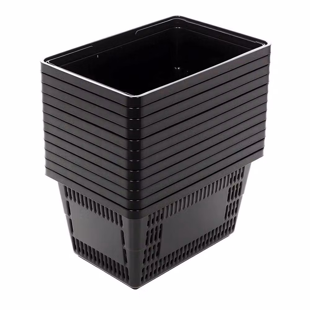 SPETLEK 28L Black Plastic Stackable Slatted Shopping Basket – 4