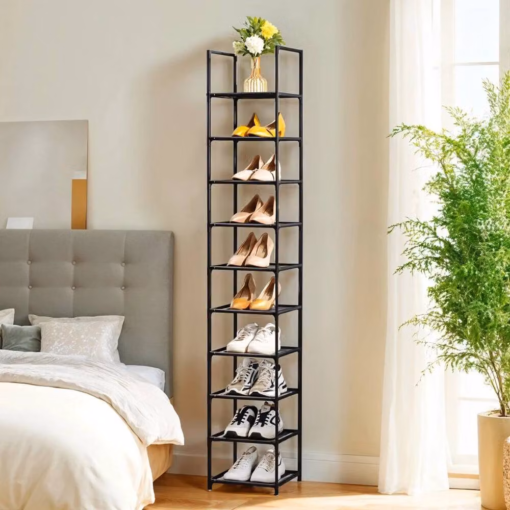 PAWNORA Tall 10-Shelf Shoe Rack for Boots and Storage in Black, W/D/H: 45.5 x 28 x 173 cm – 5