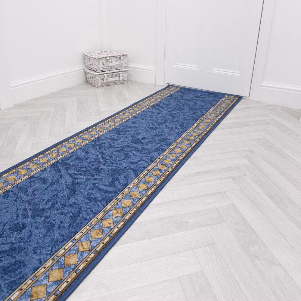 runrug Cheops Blue Non-Slip Hardwearing Hallway Runner Rug W: 66 cm, L: 360 cm – 5