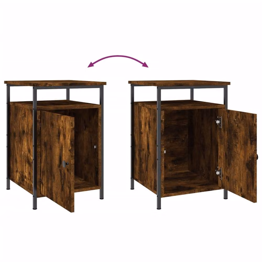 Berkfield Home Smoked Oak Bedside Cabinet in Brown, W/D/H: 40 x 42 x 60 cm – 5