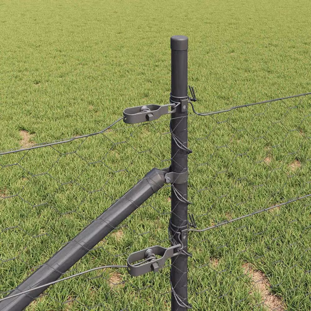 Berkfield Home Grey Steel Hexagon In-Ground Round Fence, H: 40 cm x W: 50 m – 3