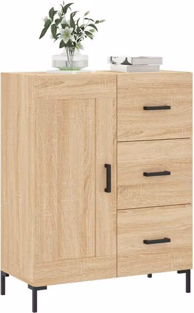 Berkfield Home Sonoma Oak Sideboard in Beige, W/D/H: 69.5 x 34 x 90 cm