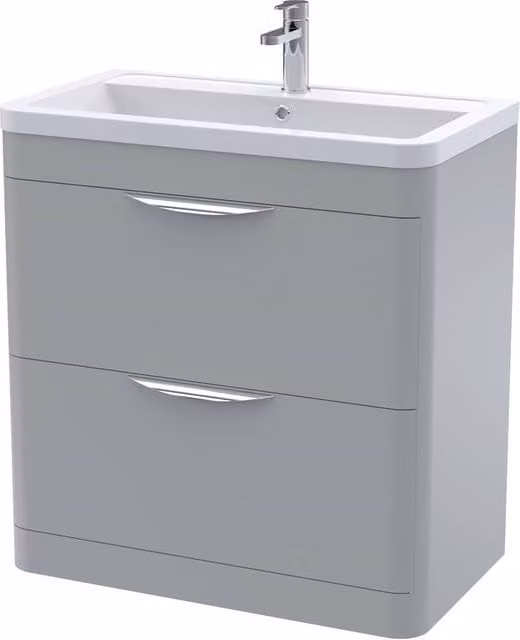 Balterley Aldershawe 2 Drawer Grey Bathroom Vanity Unit with Ceramic Basin W/D/H: 80 x 45 x 84 cm – 1