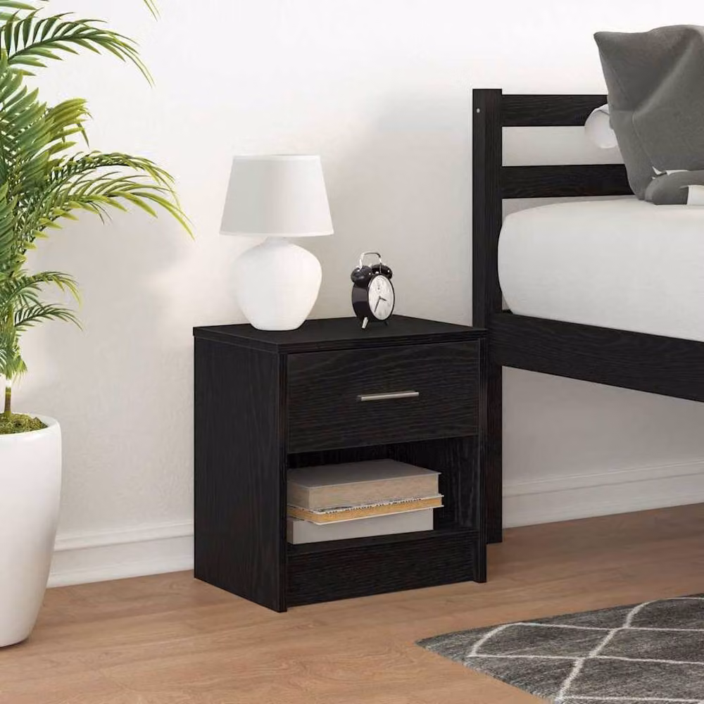Berkfield Home Modern Black Wall Mounted Bedside Cabinet W/D/H: 39 x 28 x 41 cm – 2