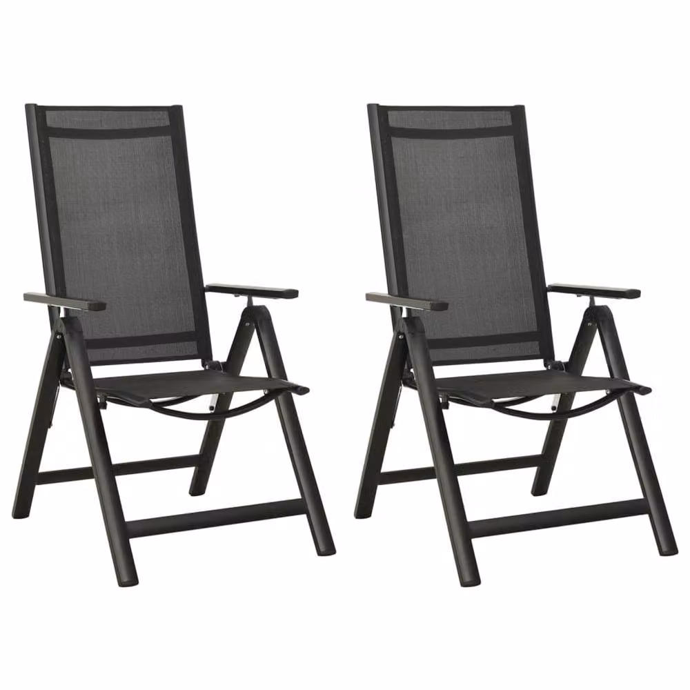 Berkfield Home Set of 2 Black Folding Garden Chairs in Textilene and Aluminium – 2