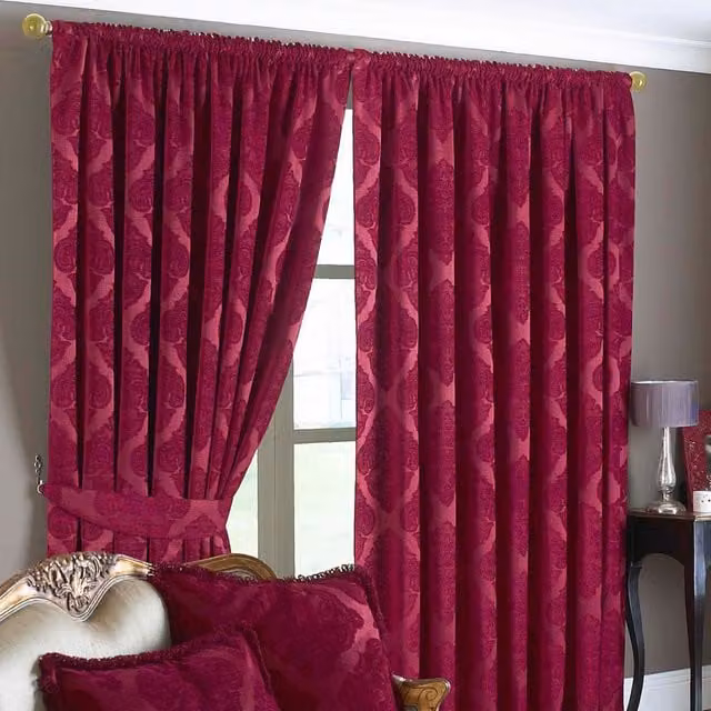 Make It A Home Floral Raspberry Pink Thermal Insulating Pencil Pleat Curtain Pair