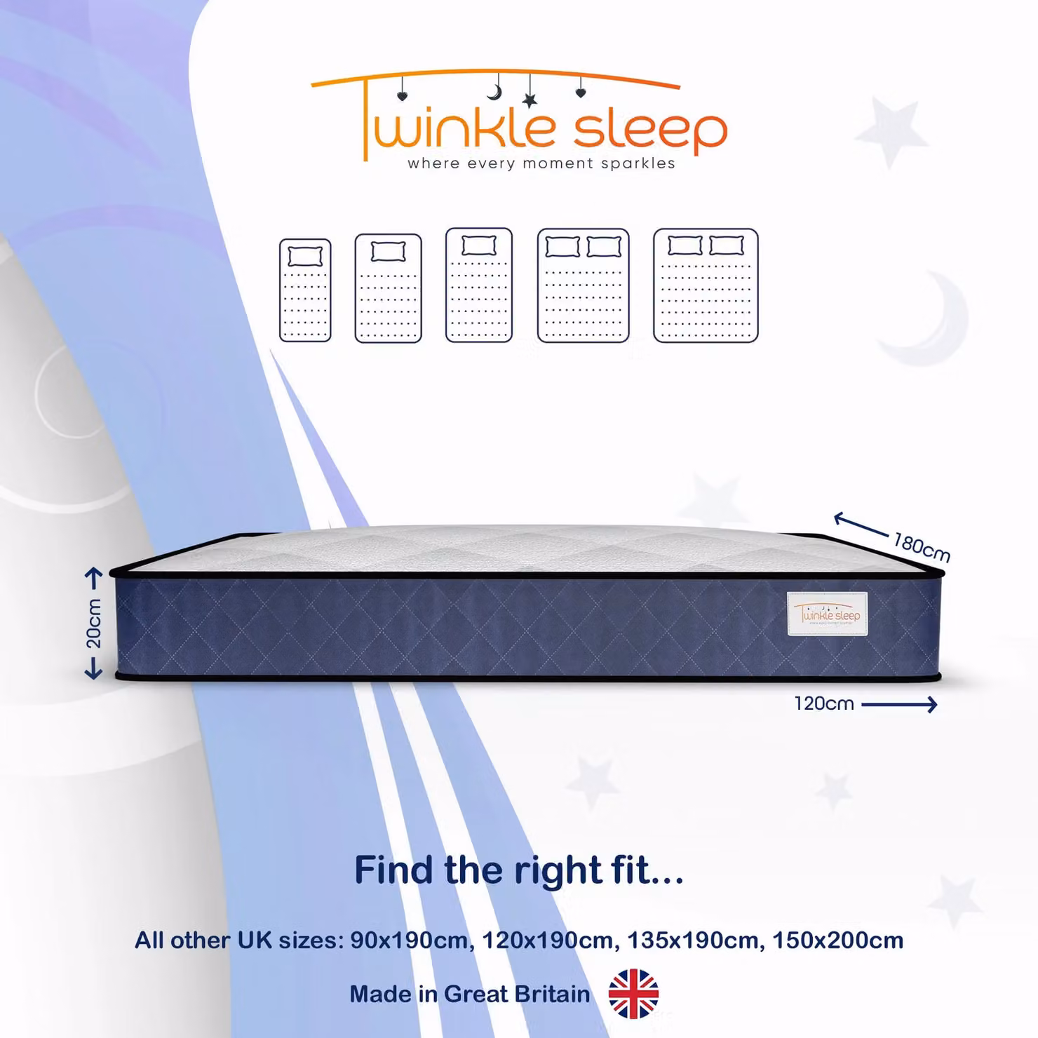 Twinkle Sleep Blue Kids Hybrid Mattress with Antibacterial and Temperature Regulation Features – 2
