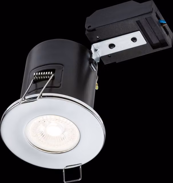 Netlighting Fixed GU10 Fire-Rated Recessed Downlight, 35W, Dimmable, IP20, Chrome and Grey – 3