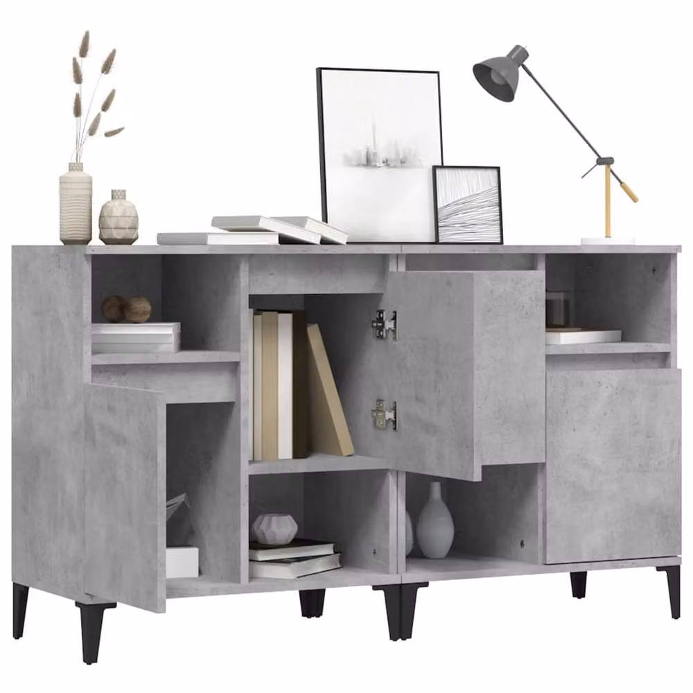 Berkfield Home Set of 2 Sideboards in Concrete Grey, W/D/H: 60 x 35 x 70 cm – 3