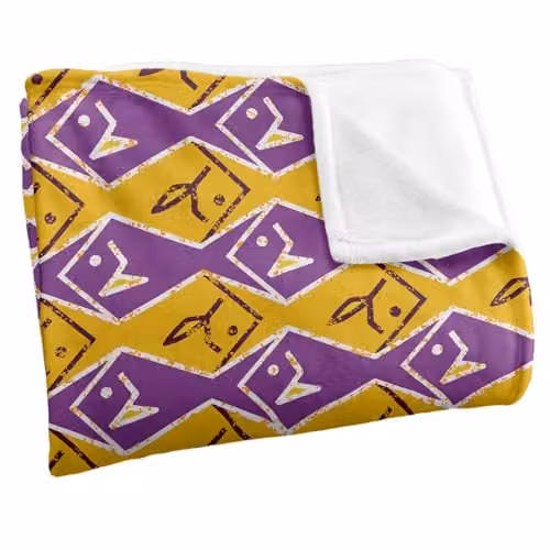 JQ Licensing Zip Fishing Pattern Super Soft Fleece Throw Blanket in Orange and Purple, W/D/H: 91 x 147 cm – 2