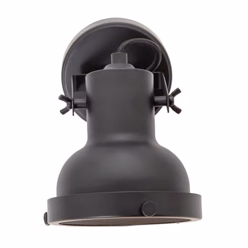 Happy Homewares Vintage and Industrial Matte Black Spot Wall Light Fitting with Front Grill and Rocker Switch, W/D/H: 12 x 15 x 21 cm – 2
