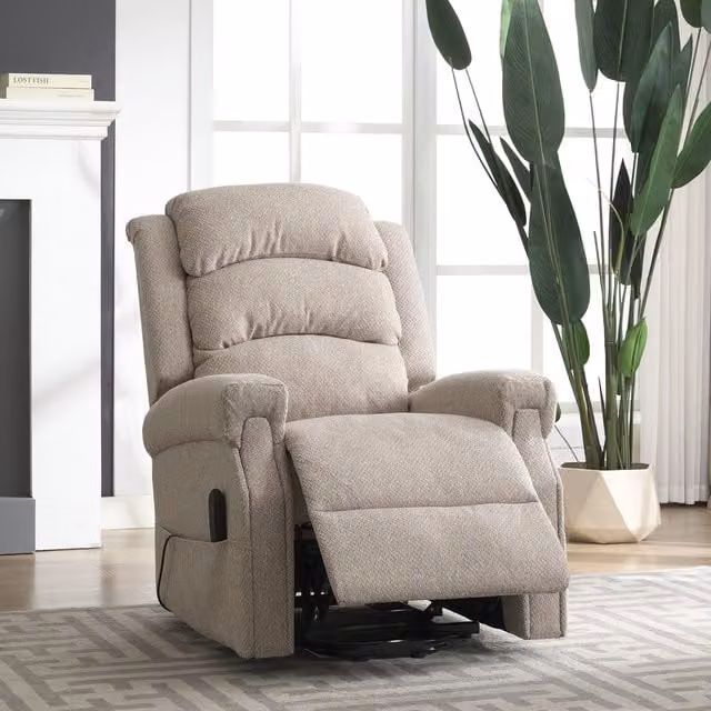 Artemis Home Eltham Dual Motor Electric Lift Assist Recliner with Massage and Heat in Beige Fabric