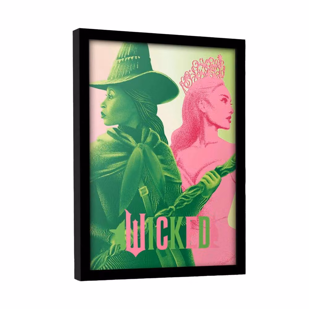 Wicked Elphaba and Glinda Framed Graphic Paper Poster in Pale Green – 2