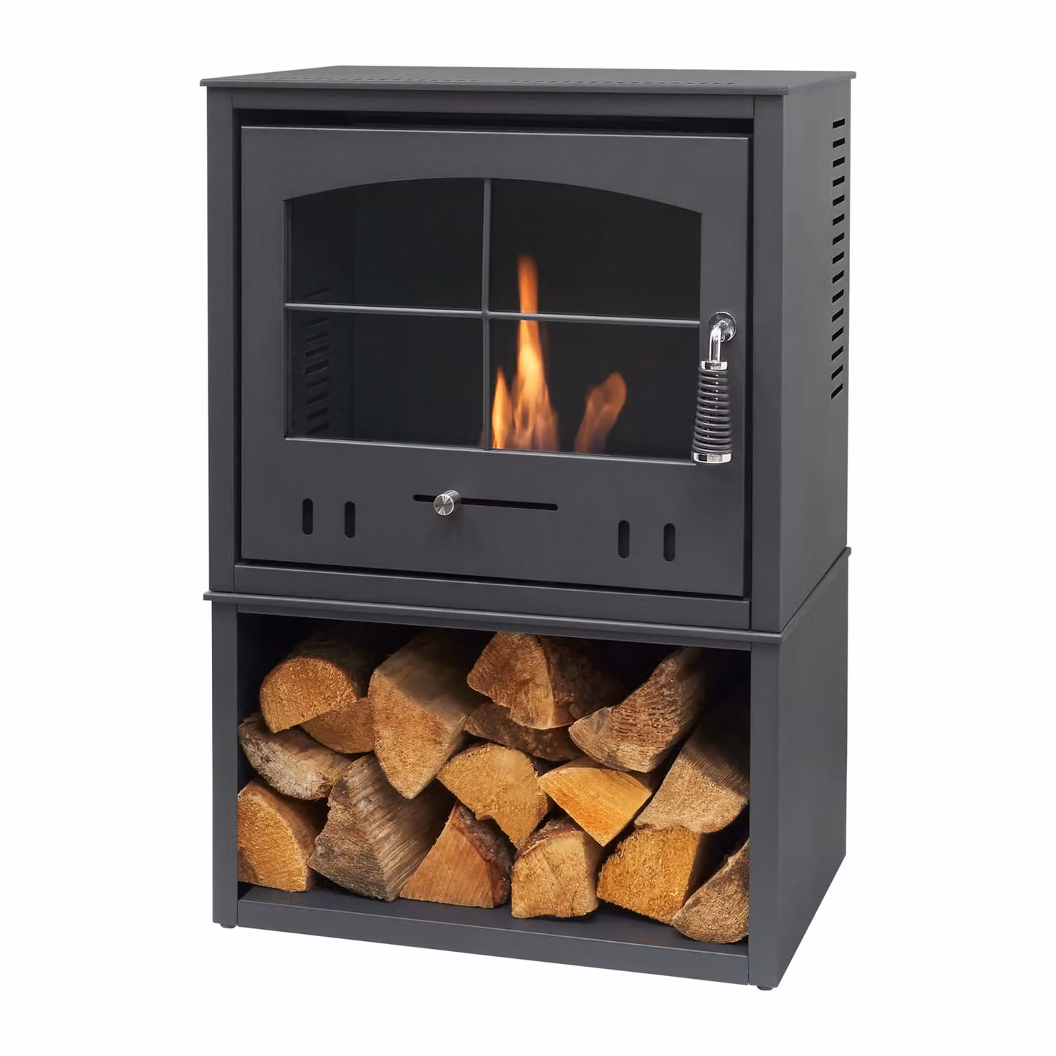 OKO S4 Bio Ethanol Stove with Log Storage in Charcoal Grey – 2