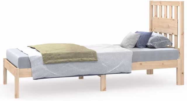 Berkfield Home Small Single Solid Wood Pine Bed Frame in Natural, W: 75 cm, L: 190 cm