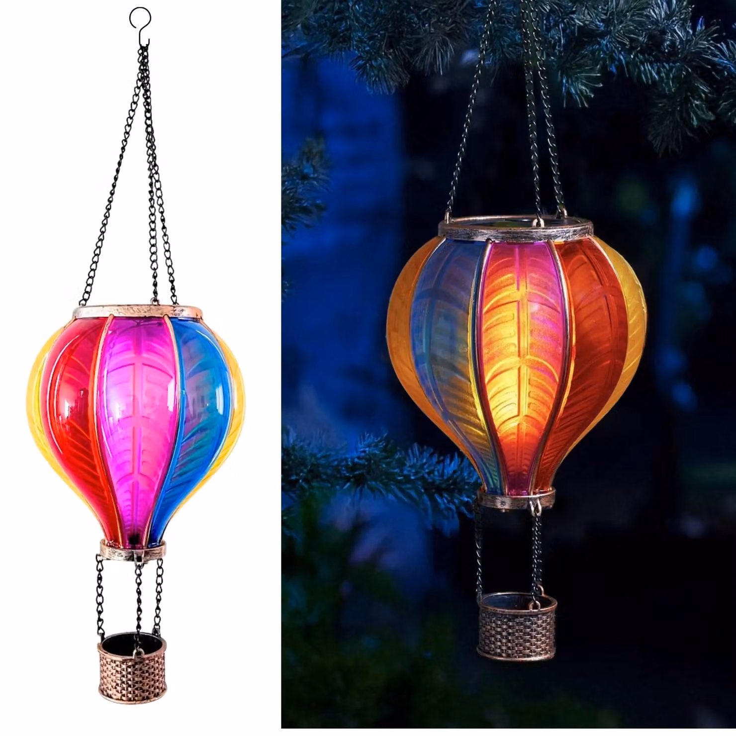 Marco Paul Multicolour Resin Hot Air Balloon Solar Hanging Garden Light with Dusk Sensor – 4