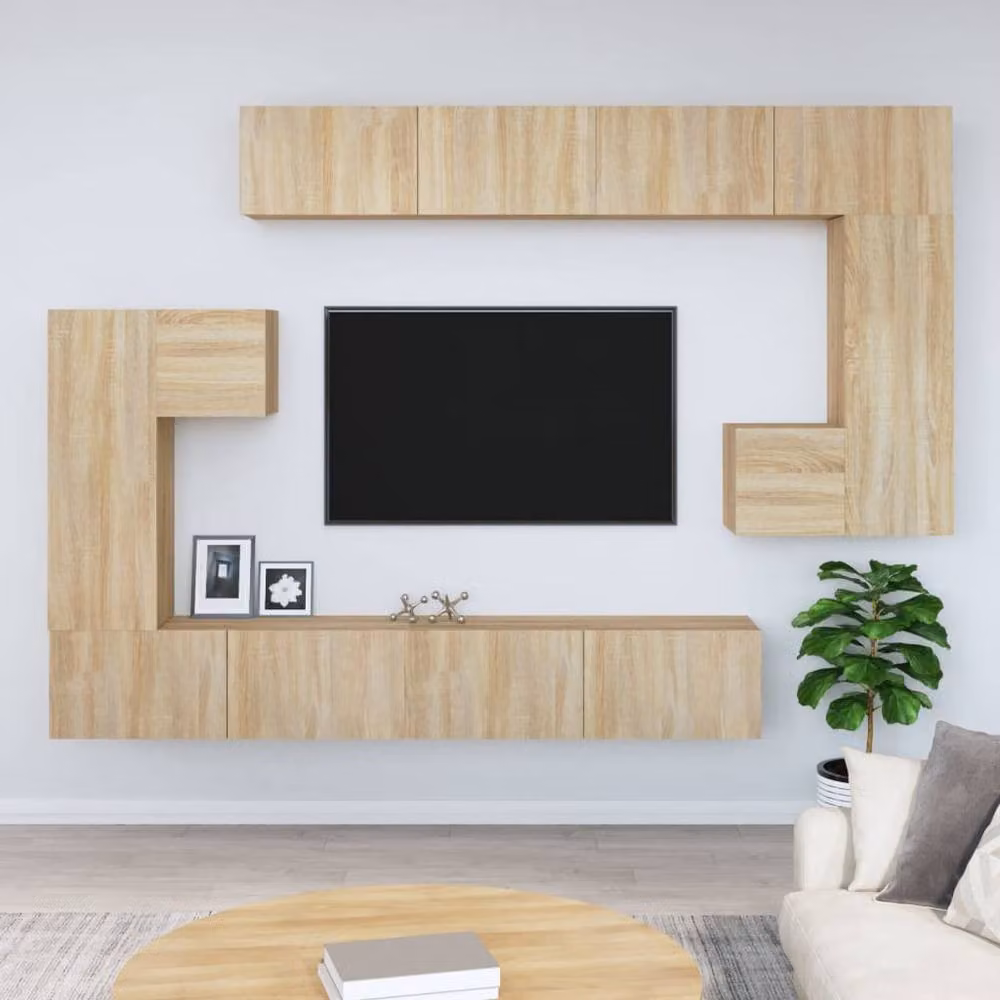 Berkfield Home Wall-mounted TV Cabinet in Sonoma Oak and Light Brown – 2