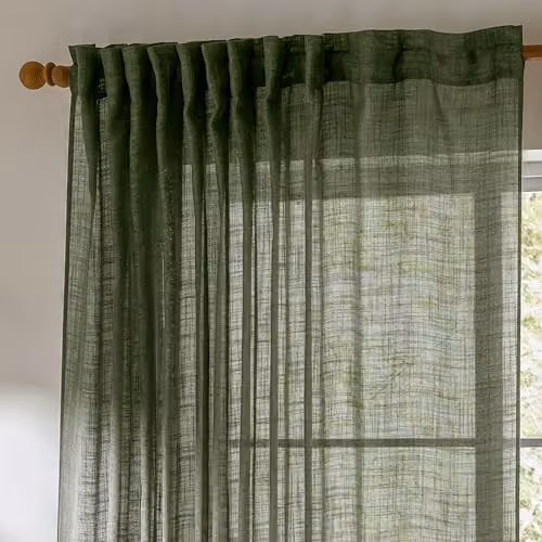 Yard Cirrus Woven Sheer Curtain Panel, Green, W: 140 cm, H: 250 cm – 2
