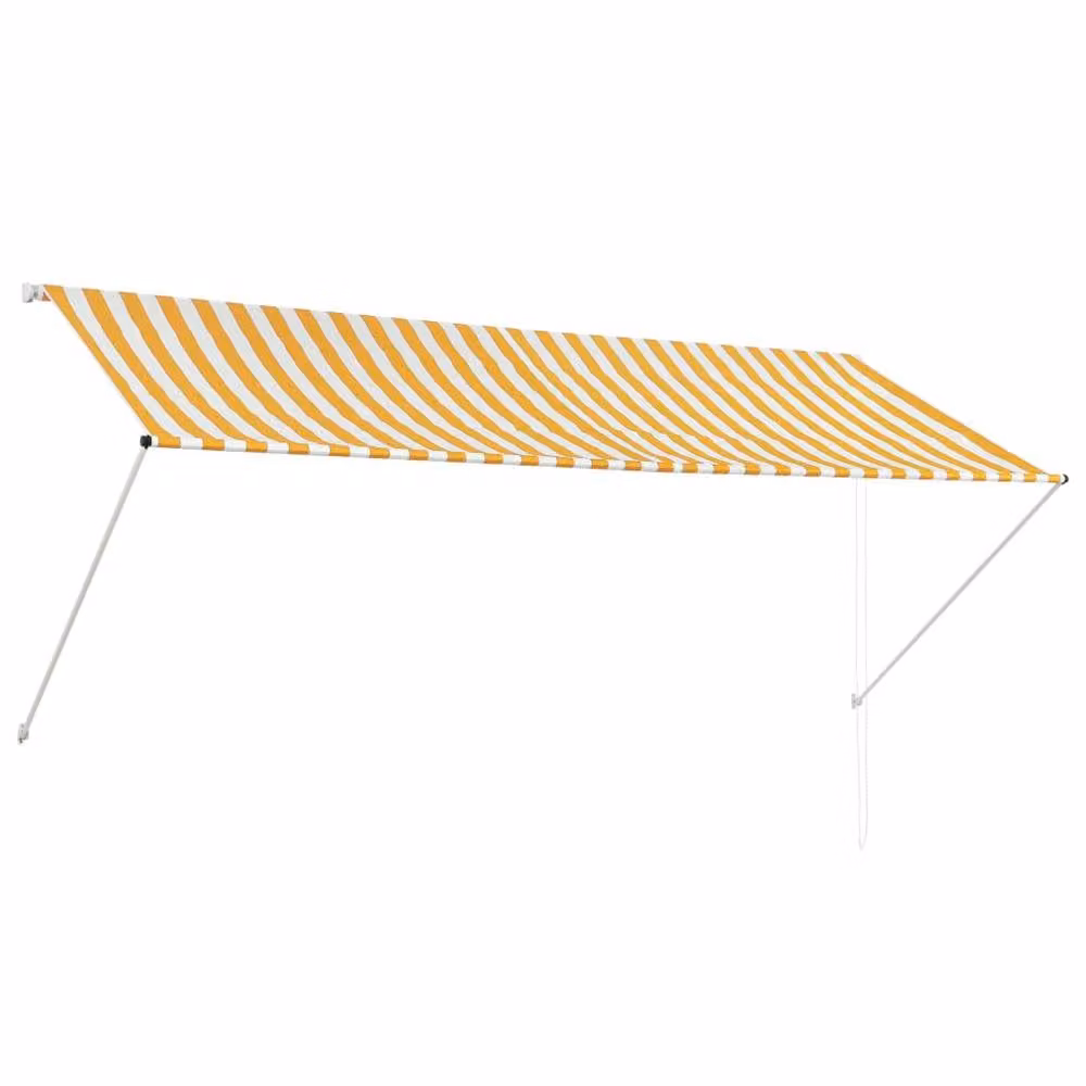 Berkfield Home Retractable Striped Awning in Yellow and White, W: 300 cm, D: 150 cm – 2