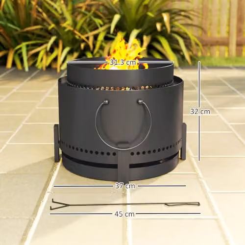 Outsunny Smokeless Wood Burning Fire Pit in Dark Grey, Diameter: 37 cm – 7