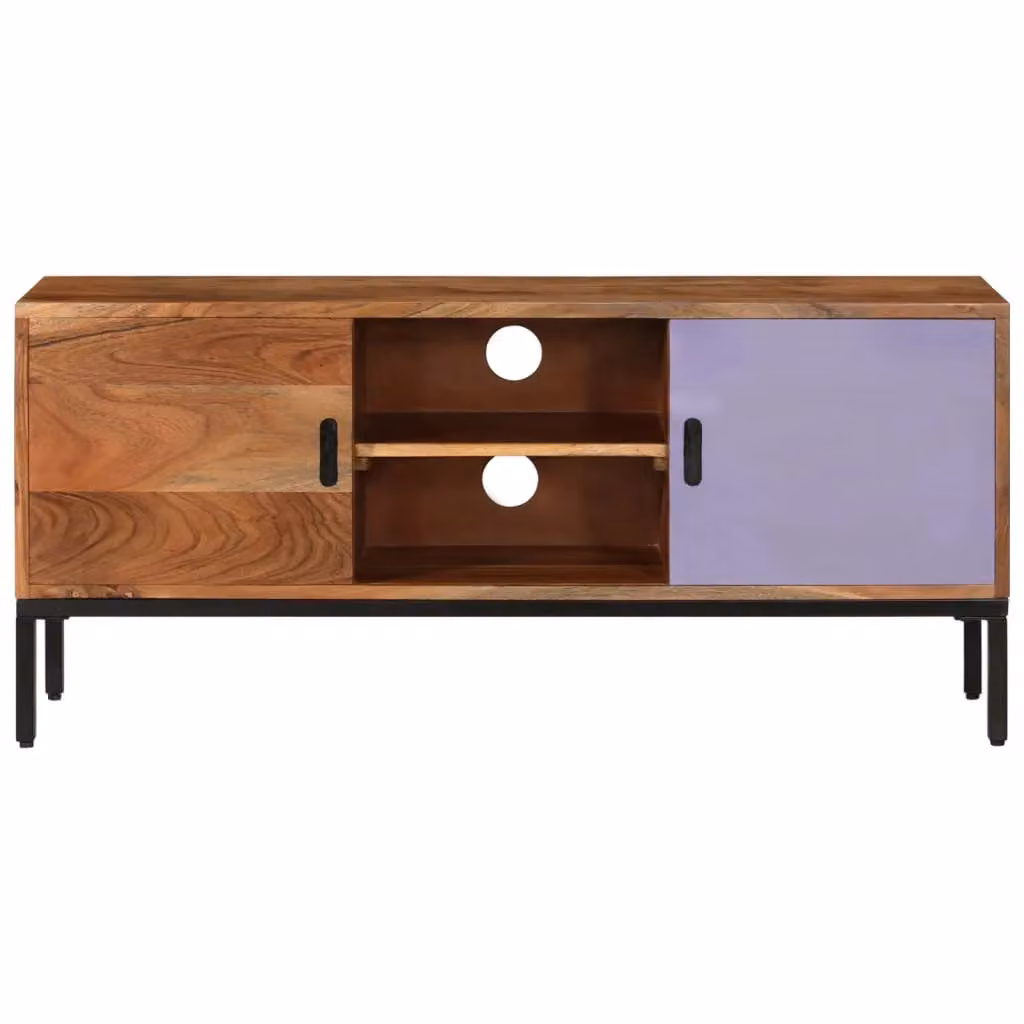 Berkfield Home Vintage Acacia Wood TV Cabinet in Honey Brown and Grey, W/D/H: 110 x 30 x 50 cm – 2