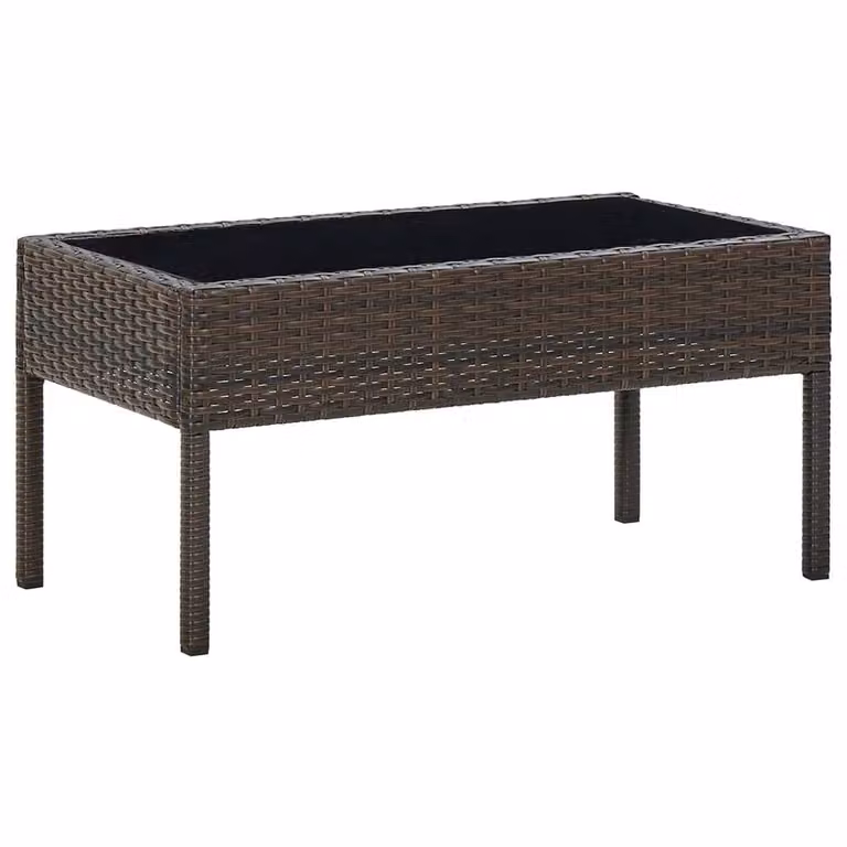 Berkfield Home Brown Poly Rattan Garden Table W/D/H: 75 x 40 x 37 cm